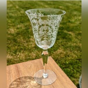 7 Vintage Morgantown Mikado Acid Etched Glass, Flared Rim, Water Goblet, Stemmed